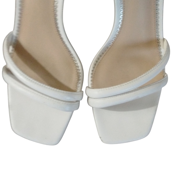 Sam Edelman + Anthropologie Kia Round Block Heels Cream Leather Sandal Heel Sz 8 - Picture 5 of 12